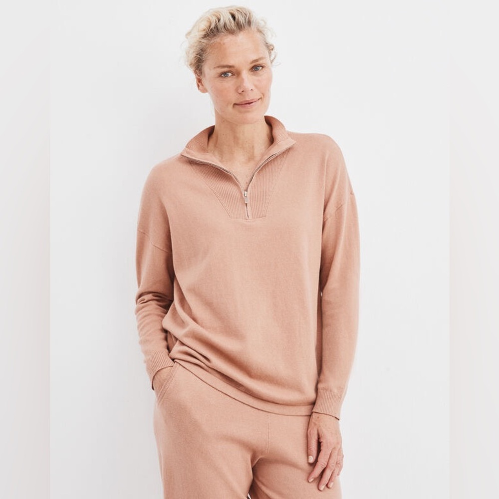 Haven Well Within Cotton Cashmere Blush Half Zip Pullover Sweater Women’s Large